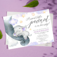 Lila Elephant, söt, liten jordnöt, babydusch