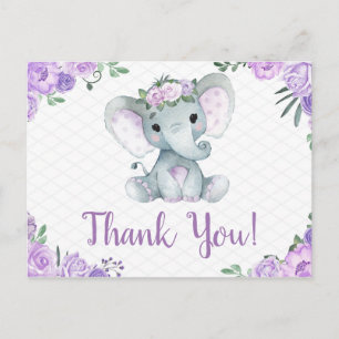 Lila Elephant Tack Ro Girl-vykort Vykort