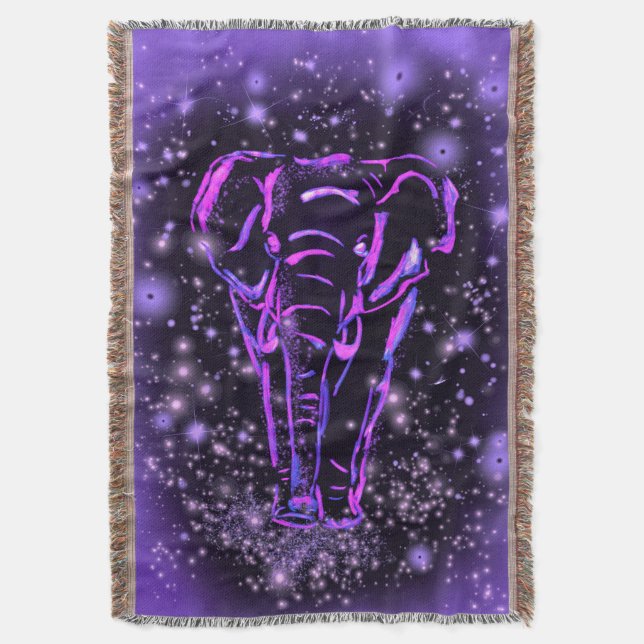 Lila Elephant Throw Blanket Filt (Framsidan Vertikal)
