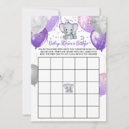 Lila Elephant Watercolor Baby Shower Bingo