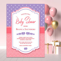Lila Elephants och Polka Dot Baby Shower