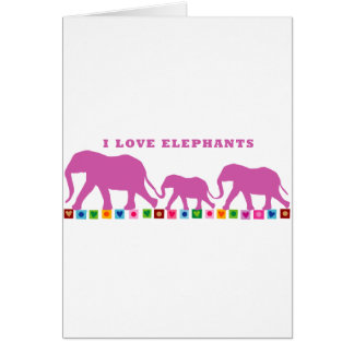 Lila Elephants Walking Hälsningskort