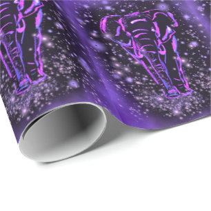 Lila Elephants Wrapping Papper Presentpapper