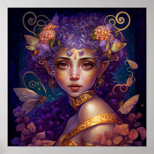 Lila Elf Fairy Fantasy Art Poster (Framsidan)