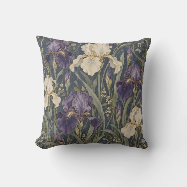 Lila Elfenbensiris Art Nouveau Kudde (Framsida)