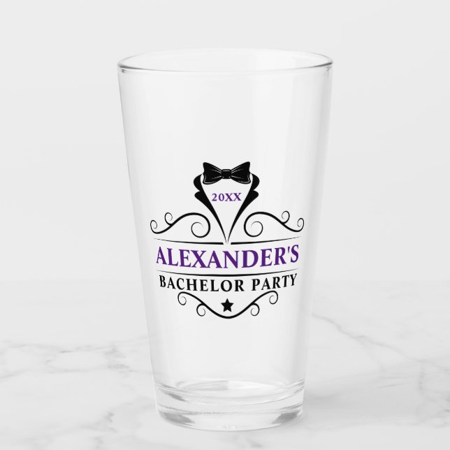 Lila eller Plocka för Bachelor Party Black Tie Fär Glaskopp (Framsida)