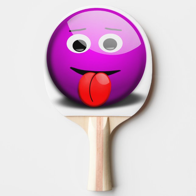 Lila Emoji - Funny Ansikte Pingisracket (Framsidan)