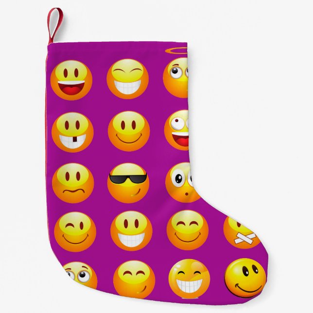 lila emojis julafton christmas-lagring liten julstrumpa (Framsidan)