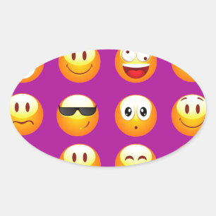 lila emojis ovalt klistermärke