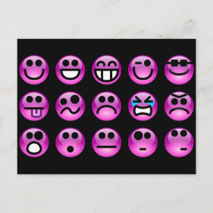 Lila Emoticons Vykort