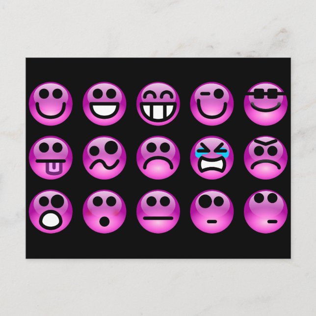 Lila Emoticons Vykort (Framsida)