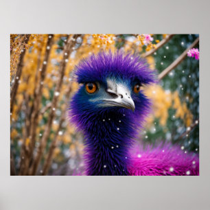 Lila Emu Tittar lite missnöjd Poster