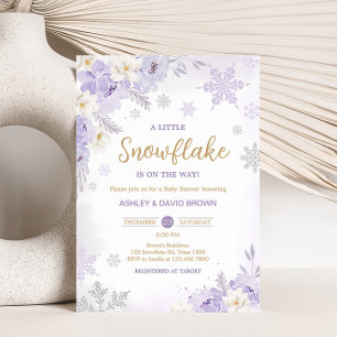 Lila En Liten Snöflinga Baby Shower  Inbjudningar
