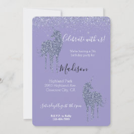 Lila Enhörning Glitter Inbjudningar