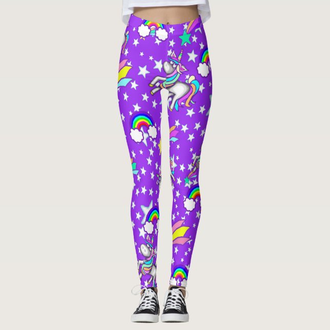 Lila Enhörningslegginsar Leggings (Framsida)