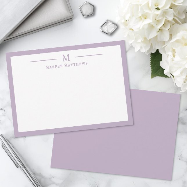 Lila Enkel Klassisk Brevpapper Anteckningskort (Purple Simple Classic Stationery Note Card)