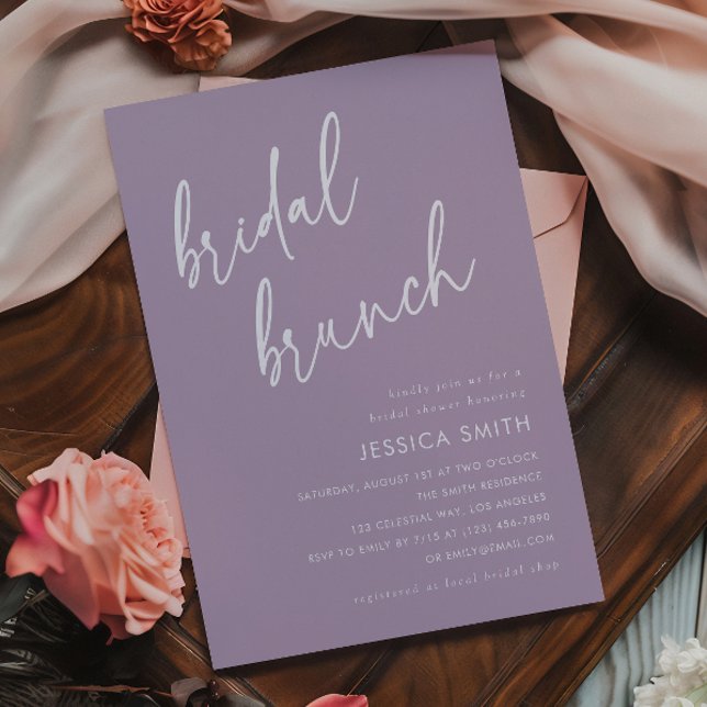 Lila Enkel Modern Bröllopsbrunch Inbjudningar (Skapare uppladdad)