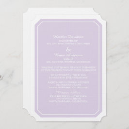 Lila Enkelt Elegant bröllop Inbjudan