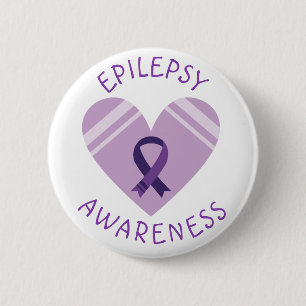 Lila Epilepsi Awareness Heart Ribbon Support Knapp