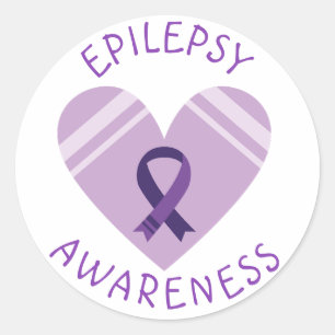 Lila Epilepsi Awareness Heart Ribbon Support Runt Klistermärke