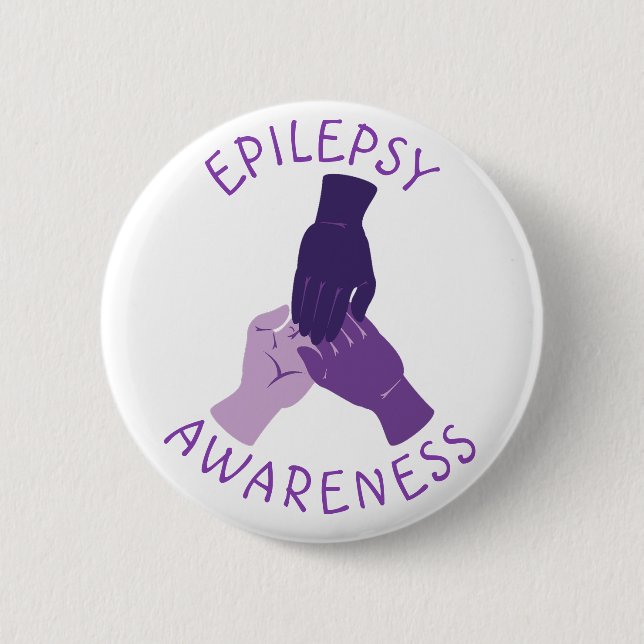 Lila Epilepsy Awareness Händer Support Knapp (Framsida)