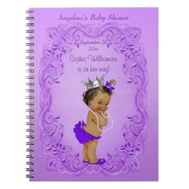 Lila Ethnic Princess Baby Shower Guest Bok Anteckningsbok Med Spiral