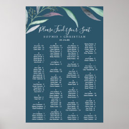 Lila Eucalyptus Blue Alphabetical Seating Chart Poster