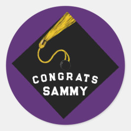 Lila examen runt klistermärke