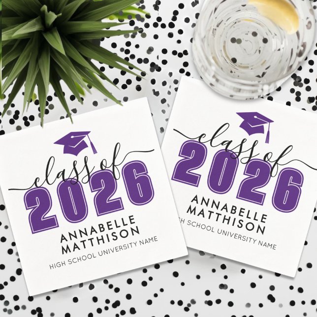 Lila Examensexamen borde vara en bra översättning  Pappersservett (Graduate Purple Graduation Napkins)
