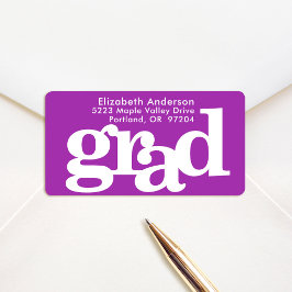 Lila examensmodern fet typografi adress adressetikett