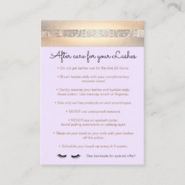 Lila Eyelash Extensions Efterhandsinstruktioner Rabattkort