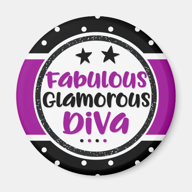 Lila Fabulous Glamous Diva Magnet (Framsidan)