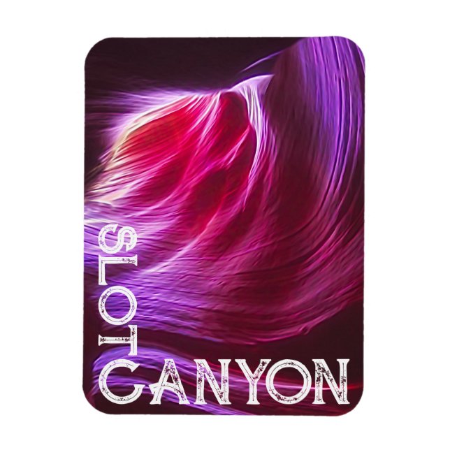 Lila Fackplats Canyon White Text eller Photo & Tex Magnet (Vertikal)