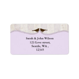 lila fågelburar, love birds returetiketter adressetikett