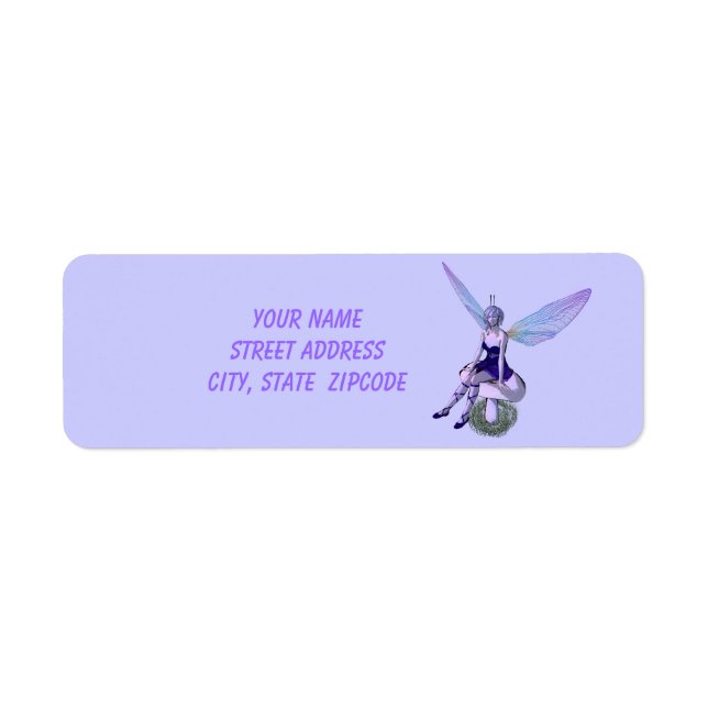 Lila Fairy Adressetiketters Returadress Etikett (Framsidan)