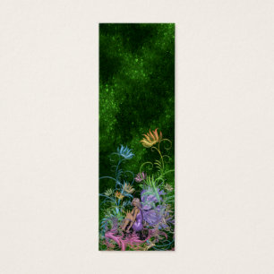 Lila Fairy Bookmark med Grönt Sparkles Litet Visitkort