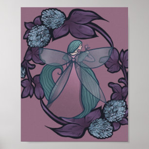Lila Fairy Butterfly Goddes Älvors Art Poster