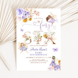 Lila Fairy Butterfly Magic Blommigt 6e Birthday Inbjudningar