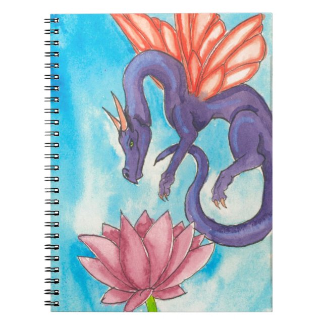 Lila Fairy Dragon Anteckningsbok Med Spiral (Framsidan)