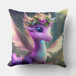 Lila Fairy Dragon Dekorativ kudde