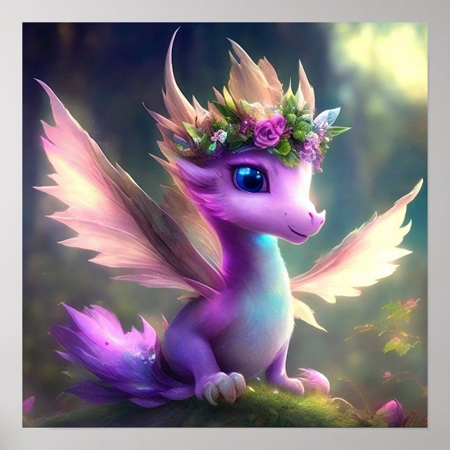Lila Fairy Dragon Poster (Framsidan)