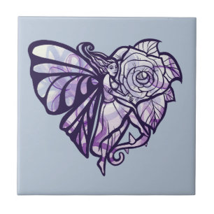 Lila Fairy Heart Kakelplatta