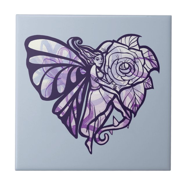 Lila Fairy Heart Kakelplatta (Framsidan)