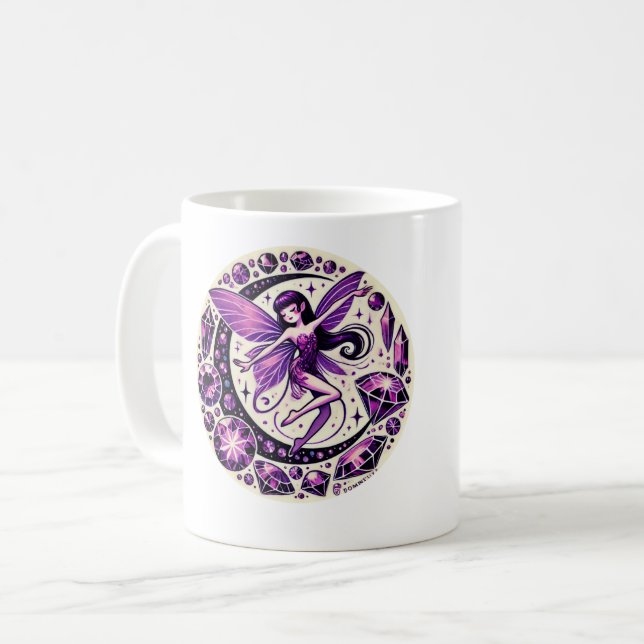 Lila Fairy Illustration Kaffemugg (Framsida vänster)