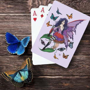 Lila Fairy Mushroom Butterflies Casinokort