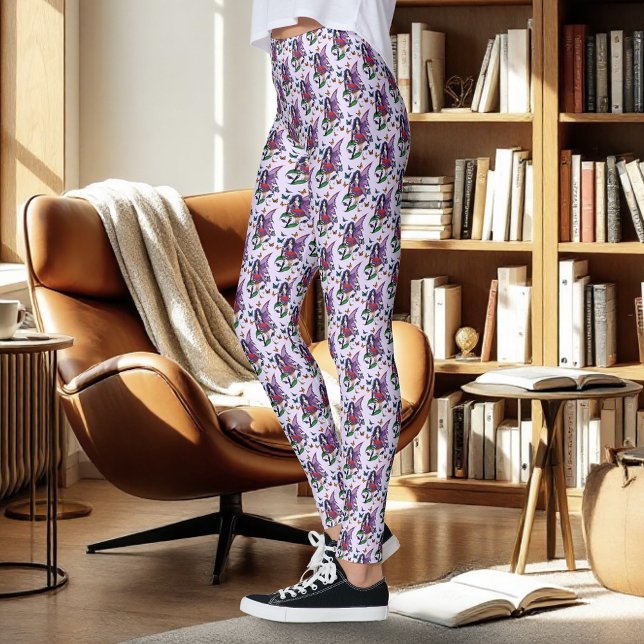 Lila Fairy Mushroom Butterflies Leggings (Skapare uppladdad)