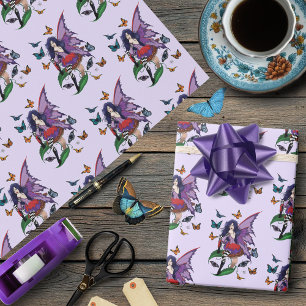 Lila Fairy Mushroom Butterflies Presentpapper