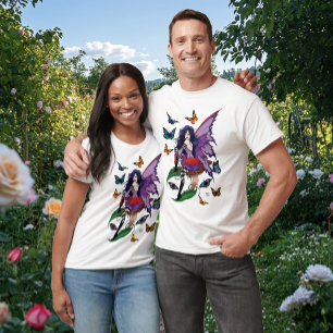 Lila Fairy Mushroom Butterflies T Shirt