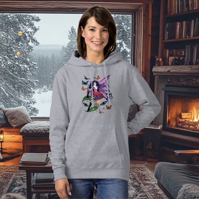Lila Fairy Mushroom Butterflies T Shirt (Skapare uppladdad)