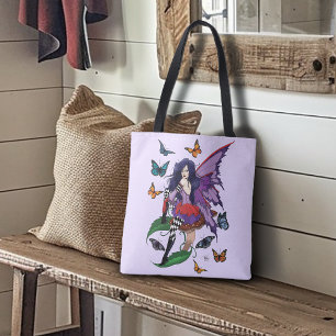Lila Fairy Mushroom Butterflies Tygkasse